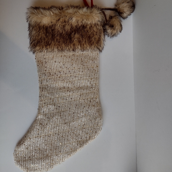 Christmas / Holiday Stocking Decoration with Faux Fur and Plaid Dog Paw - Picture 2 of 3
